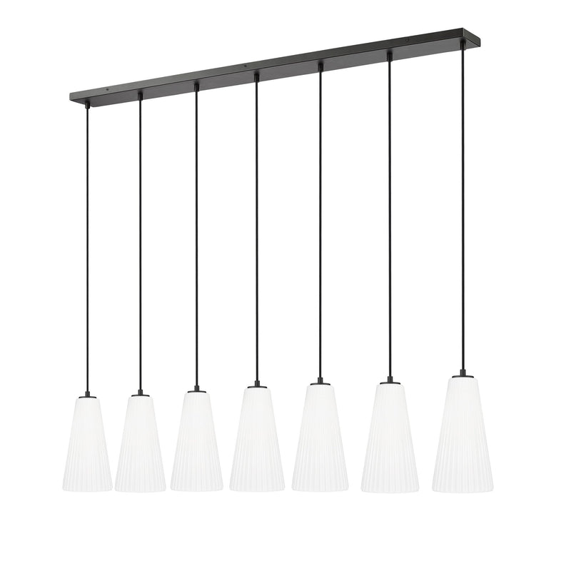 Farrell 7 Light 54" Linear Pendant, 13.75" Tall in Matte Black