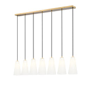 Farrell 7 Light 54" Linear Pendant, 13.75" Tall in Modern Gold
