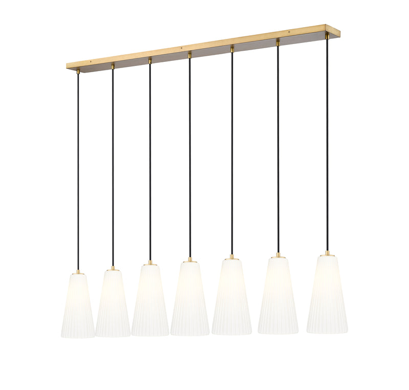 Farrell 7 Light 54" Linear Pendant, 13.75" Tall in Modern Gold