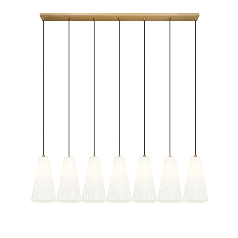 Farrell 7 Light 54" Linear Pendant, 13.75" Tall in Modern Gold