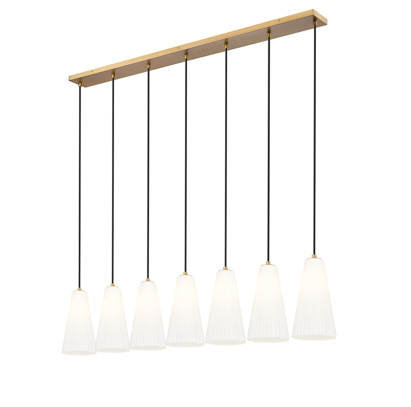 Farrell 7 Light 54" Linear Pendant, 13.75" Tall in Modern Gold