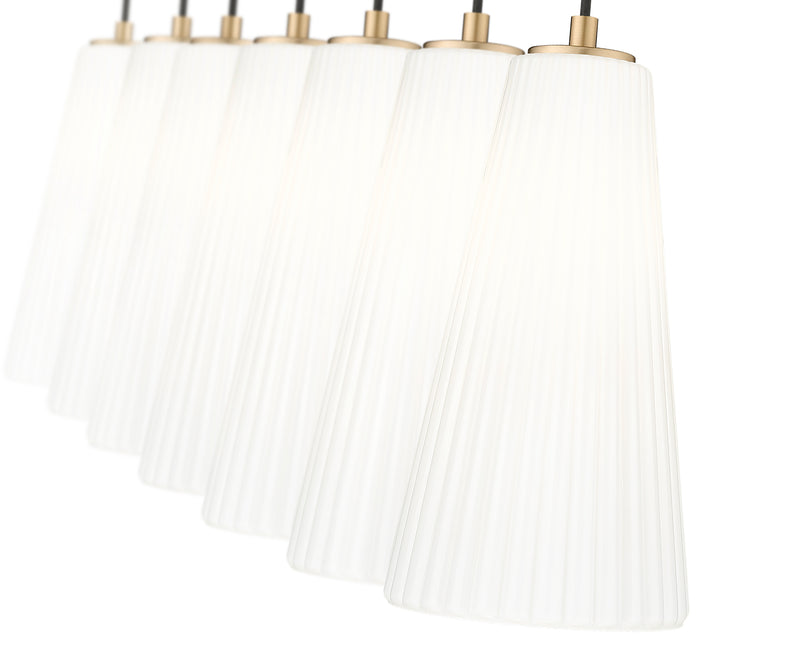 Farrell 7 Light 54" Linear Pendant, 13.75" Tall in Modern Gold