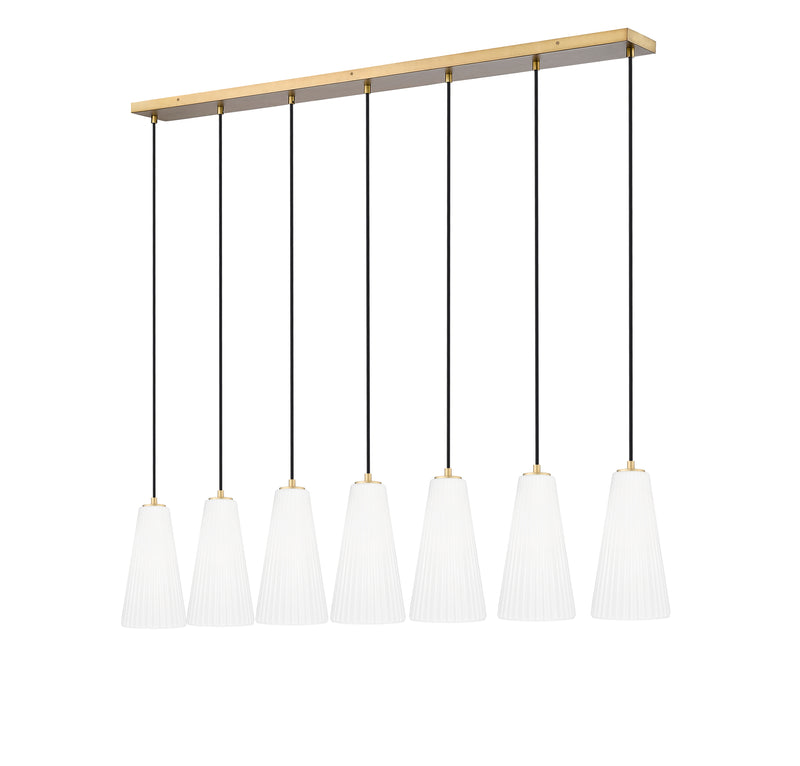 Farrell 7 Light 54" Linear Pendant, 13.75" Tall in Modern Gold