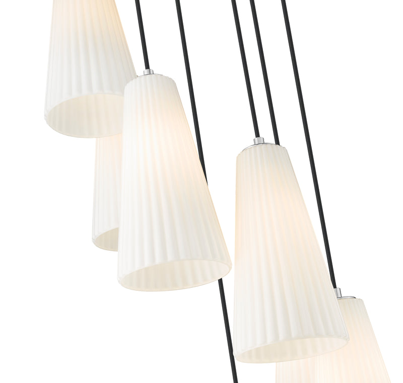 Farrell 7 Light 18" Pendant, 13.75" Tall in Brushed Nickel
