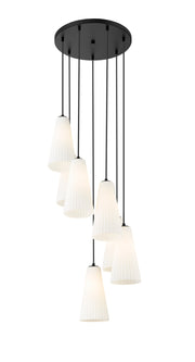 Farrell 7 Light 18" Pendant, 13.75" Tall in Matte Black