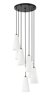 Farrell 7 Light 18" Pendant, 13.75" Tall in Matte Black