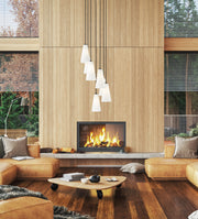 Farrell 7 Light 18" Pendant, 13.75" Tall in Matte Black in a room setting