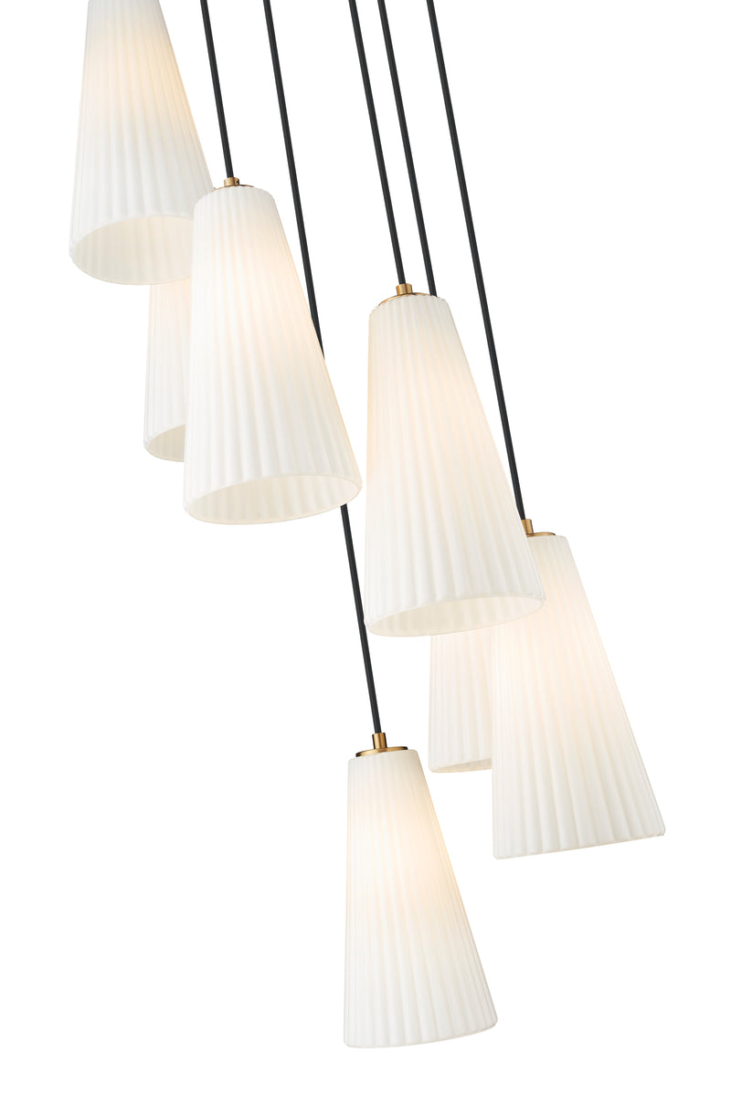 Farrell 7 Light 18" Pendant, 13.75" Tall in Modern Gold