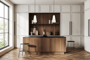Farrell 1 Light 7.25" Pendant, Cord Mount in Modern Gold in a room setting