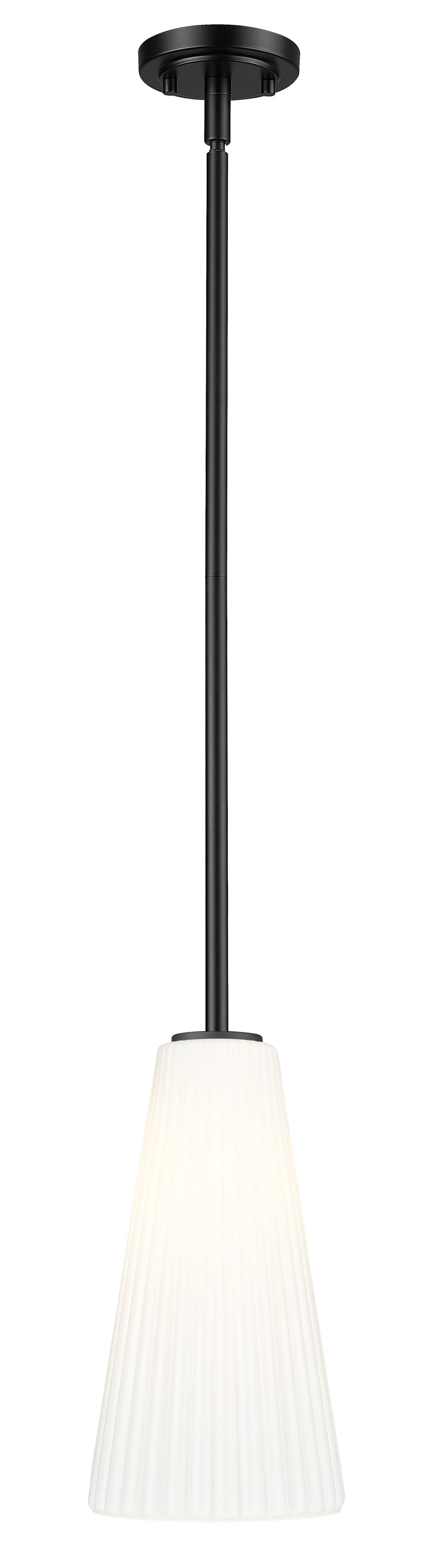 Farrell 1 Light 7.25" Pendant, Rod Mount in Matte Black