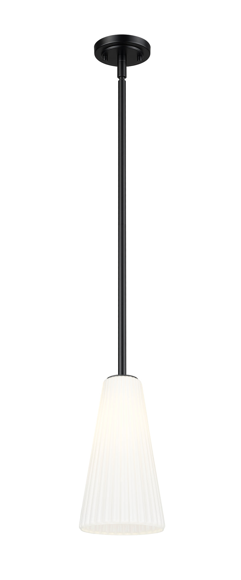 Farrell 1 Light 7.25" Pendant, Rod Mount in Matte Black