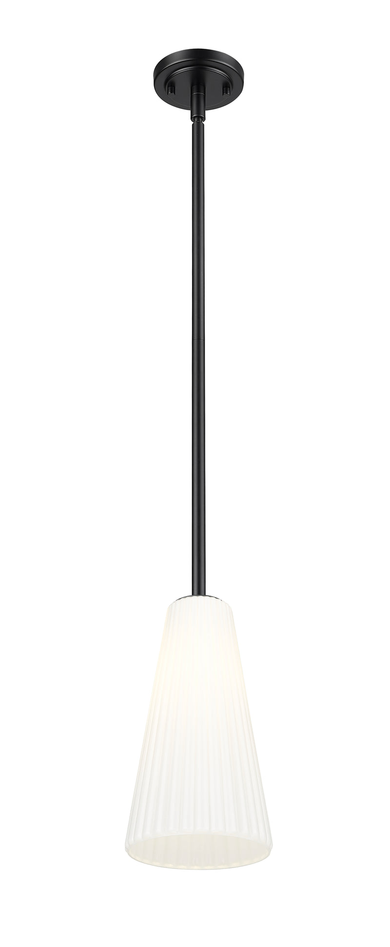 Farrell 1 Light 7.25" Pendant, Rod Mount in Matte Black