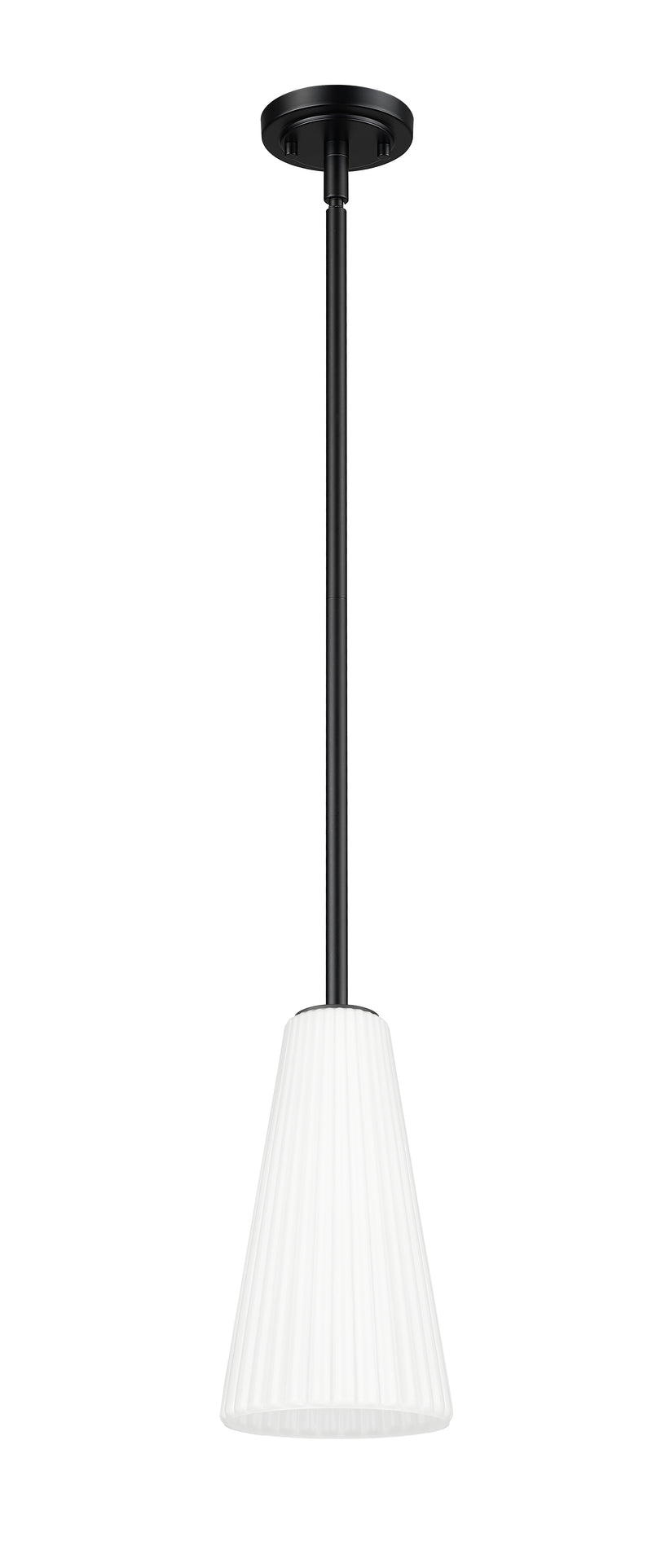 Farrell 1 Light 7.25" Pendant, Rod Mount in Matte Black