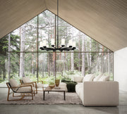 Danica 12 Light 39" Chandelier in Matte Black in a room setting