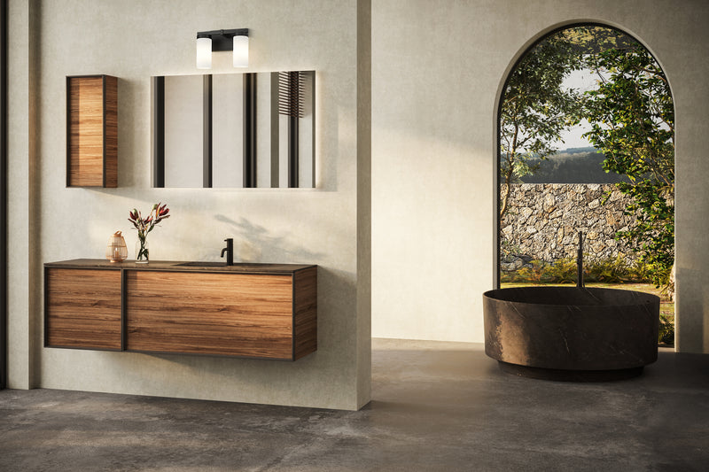 Danica 2 Light 11.75" Vanity in Matte Black in a room setting