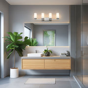 Danica 4 Light 29.5" Vanity in Brushed Nickel in a room setting