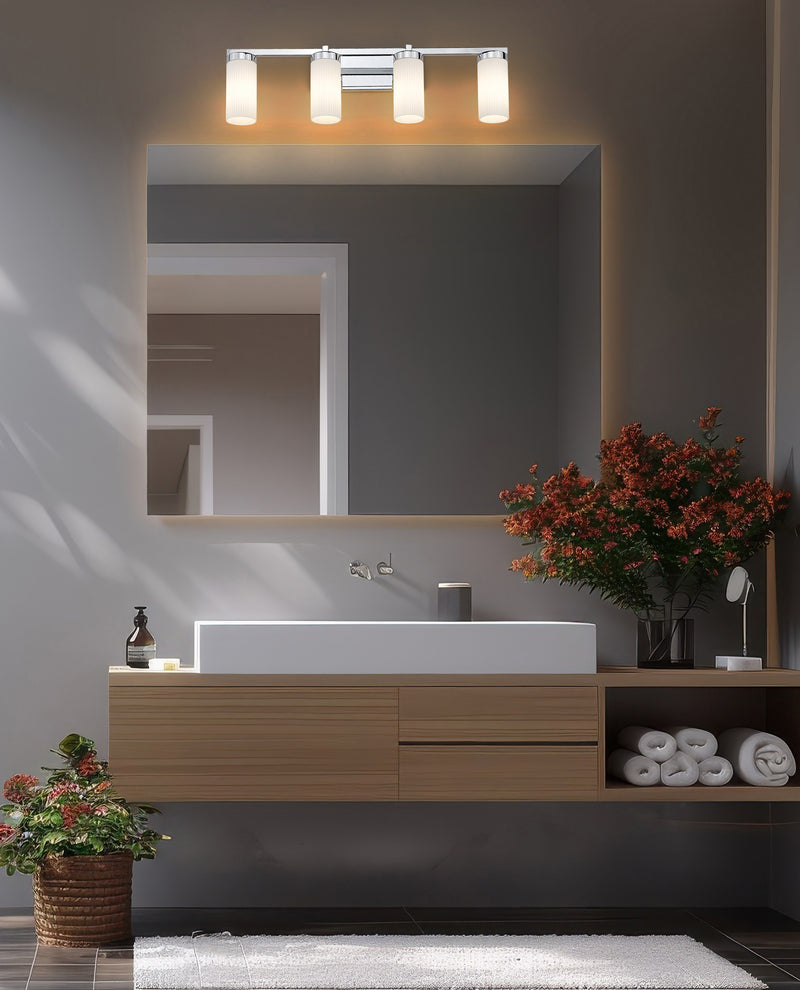 Danica 4 Light 29.5" Vanity in Chrome in a room setting