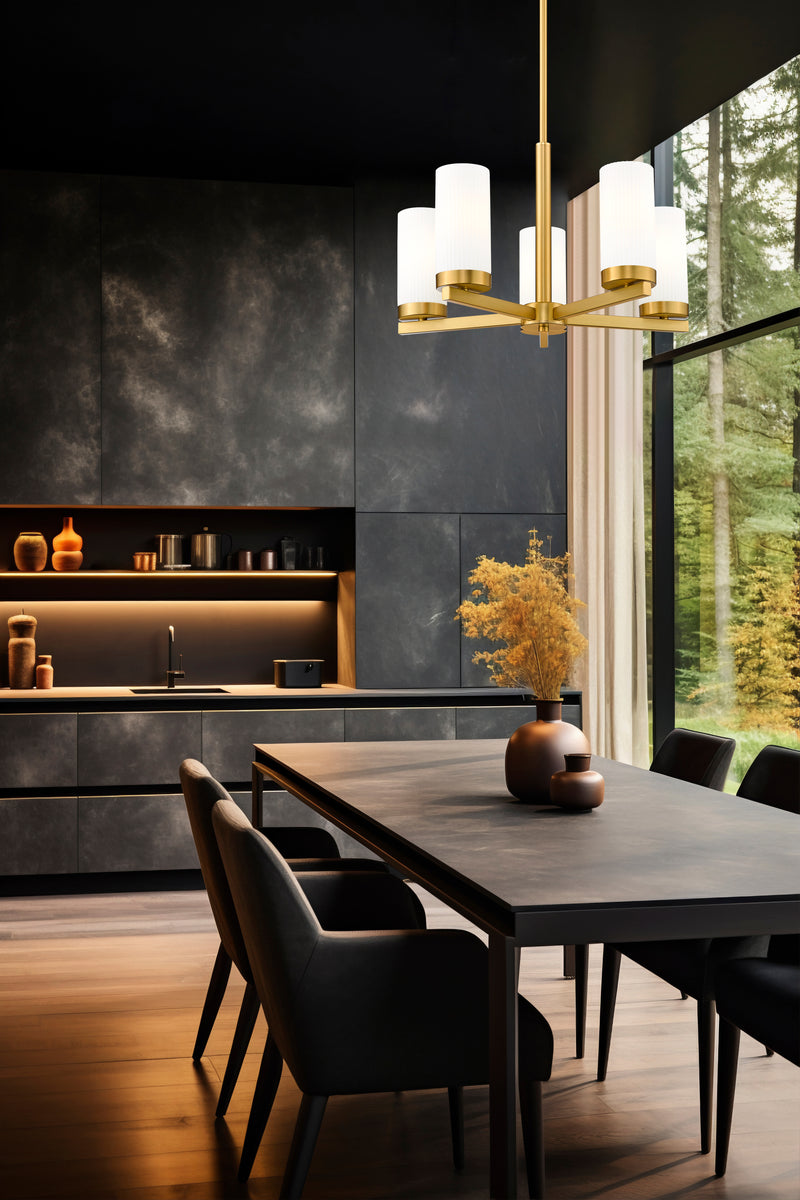 Danica 5 Light 19.5" Chandelier in Modern Gold in a room setting