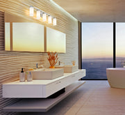 Danica 5 Light 38.75" Vanity in Brushed Nickel in a room setting
