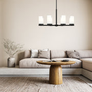 Danica 8 Light 31.5" Chandelier in Matte Black in a room setting