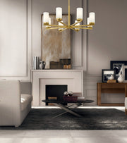 Danica 8 Light 31.5" Chandelier in Modern Gold in a room setting