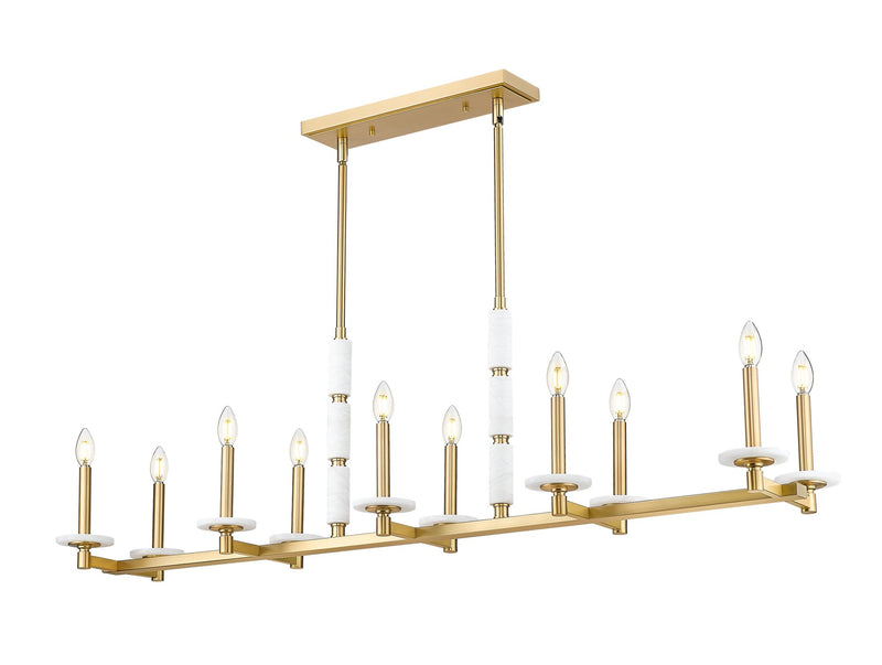 Kaden 10 Light 56" Linear Pendant in Modern Gold