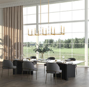 Kaden 10 Light 56" Linear Pendant in Modern Gold in a room setting