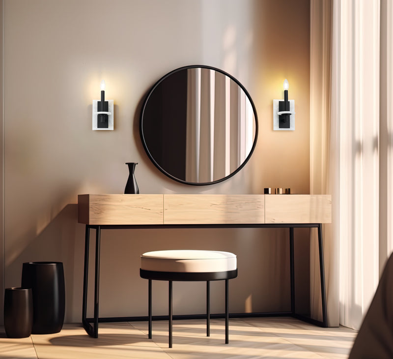 Kaden 1 Light 5" Wall Sconce in Matte Black in a room setting