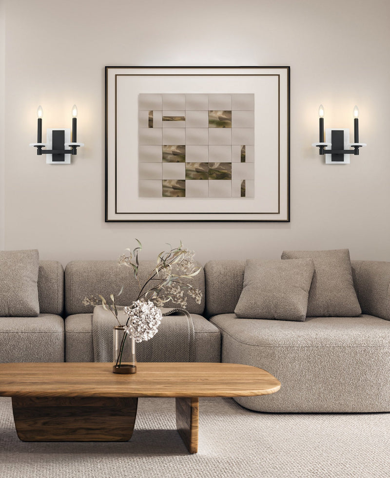 Kaden 2 Light 11" Wall Sconce in Matte Black in a room setting