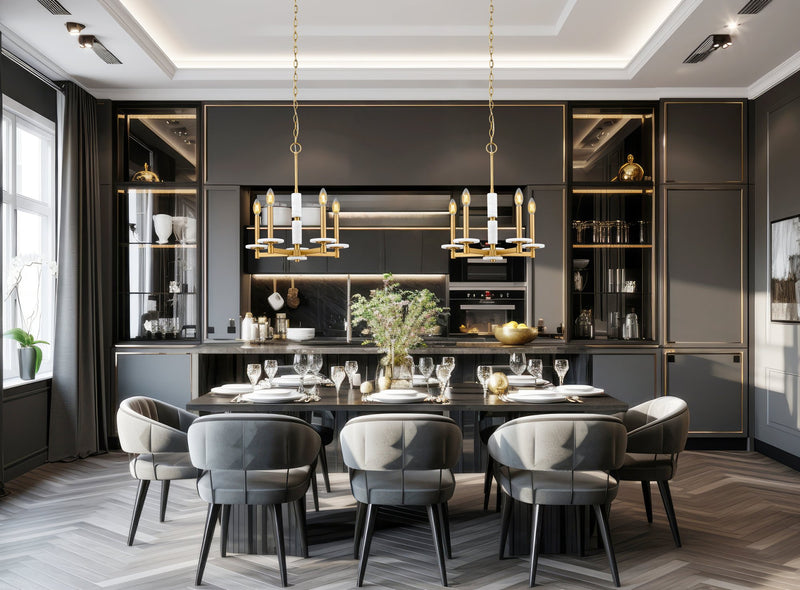 Kaden 5 Light 18" Chandelier in Modern Gold in a room setting