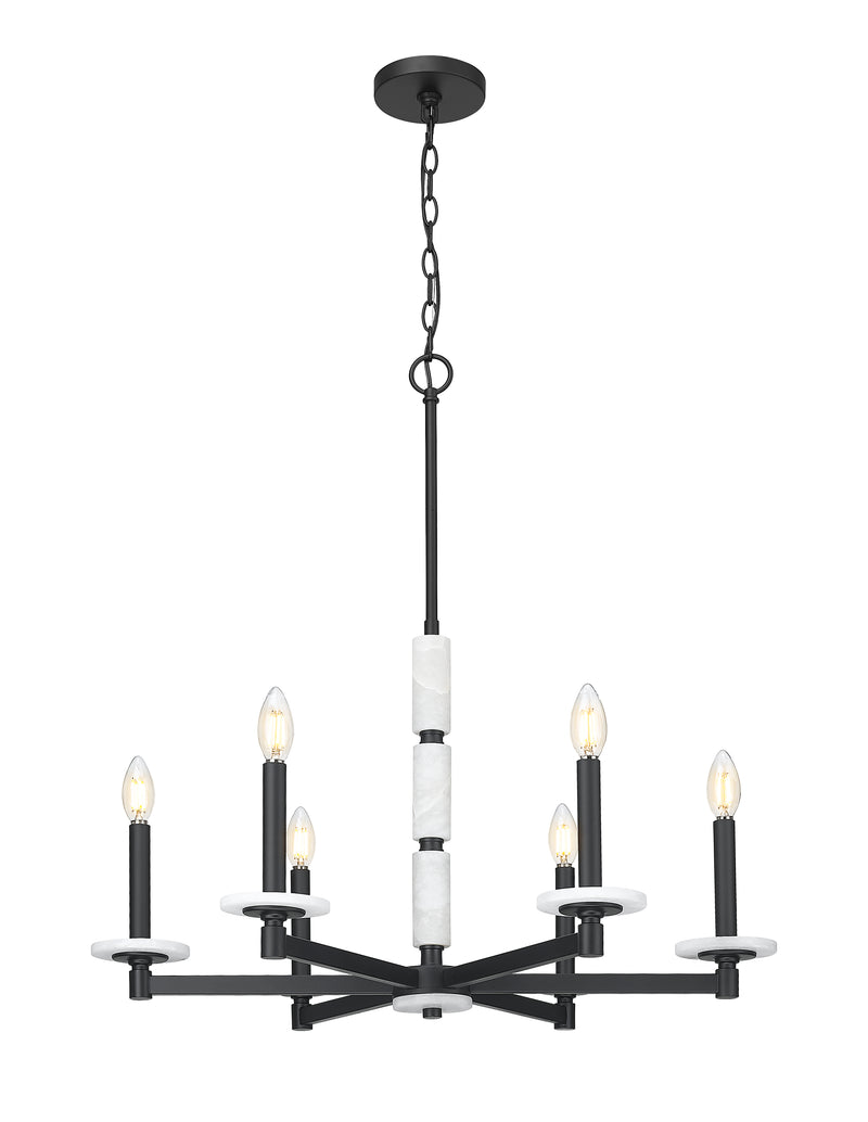 Kaden 6 Light 28" Chandelier in Matte Black