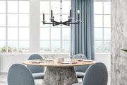 Kaden 6 Light 28" Chandelier in Matte Black in a room setting