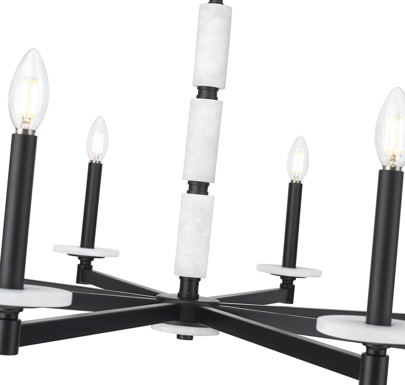Kaden 8 Light 36.5" Chandelier in Matte Black
