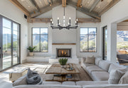 Kaden 8 Light 36.5" Chandelier in Matte Black in a room setting