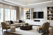 Quinn 3 Light 22" Pendant in Modern Gold in a room setting