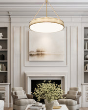 Quinn 3 Light 32" Pendant in Modern Gold in a room setting