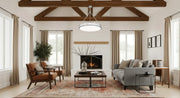 Quinn 3 Light 32" Pendant in Satin Nickel in a room setting