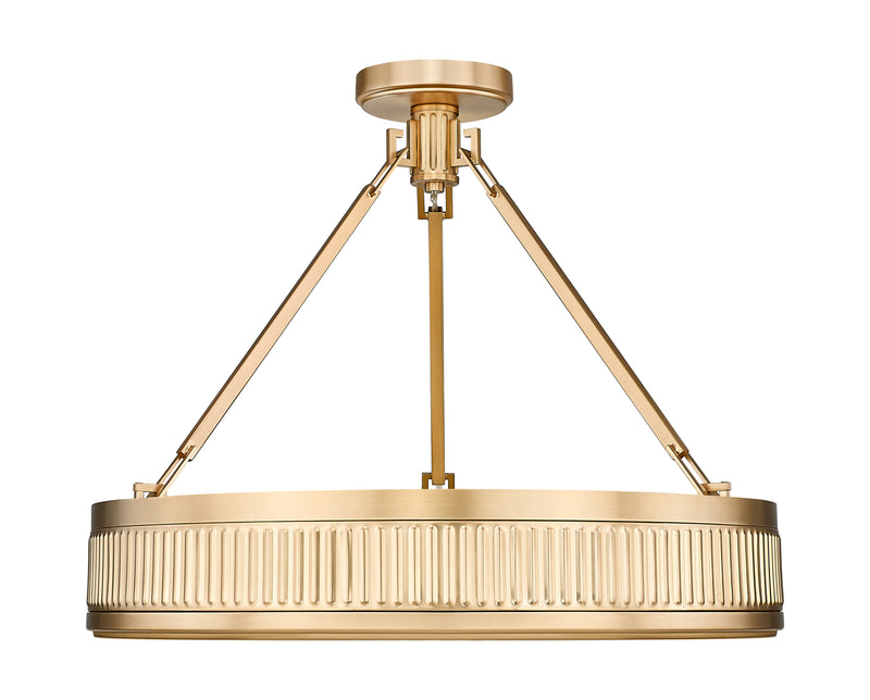 Quinn 3 Light 22" Semi Flush Mount in Modern Gold