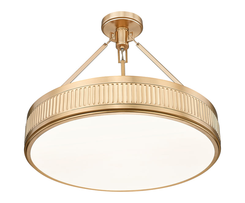 Quinn 3 Light 22" Semi Flush Mount in Modern Gold