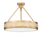 Quinn 3 Light 22" Semi Flush Mount in Modern Gold