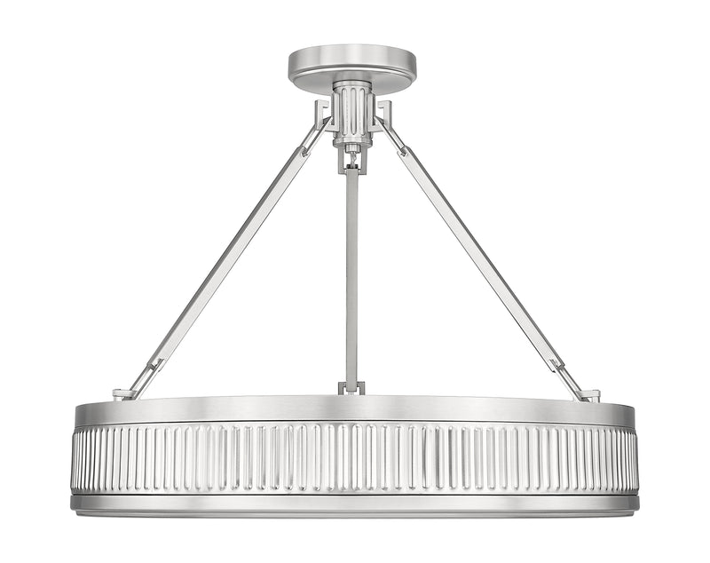 Quinn 3 Light 22" Semi Flush Mount in Satin Nickel