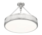 Quinn 3 Light 22" Semi Flush Mount in Satin Nickel