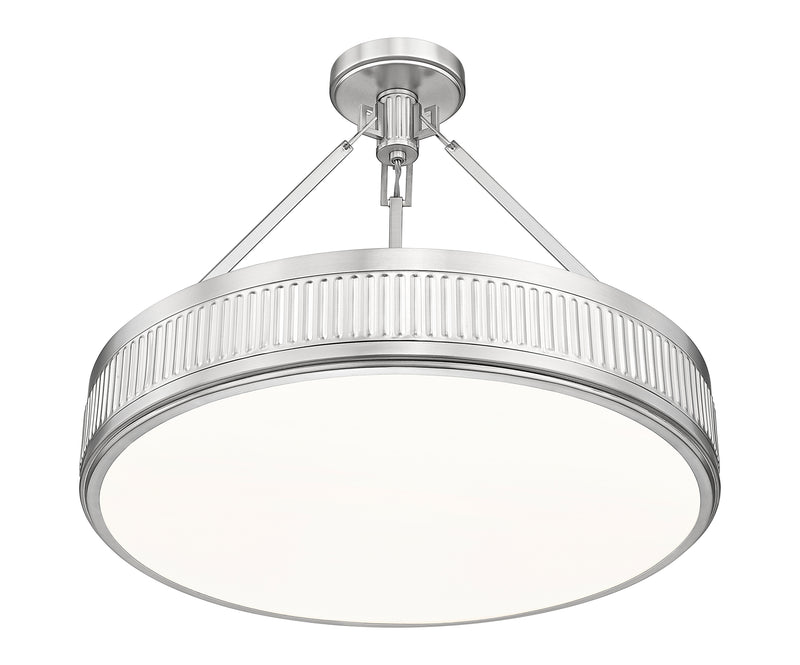 Quinn 3 Light 22" Semi Flush Mount in Satin Nickel