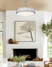 Quinn 3 Light 22" Semi Flush Mount in Satin Nickel in a room setting