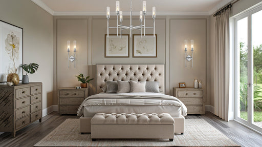 Esme 2 Light 8" Wall Sconce in Brushed Nickel in a room setting