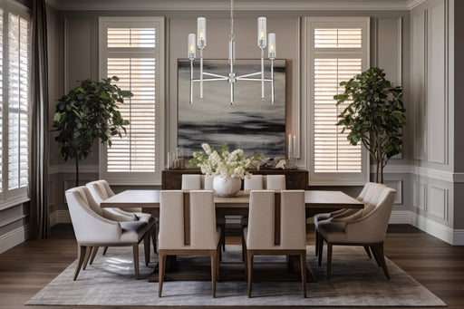 Esme 5 Light 32" Chandelier in Brushed Nickel in a room setting