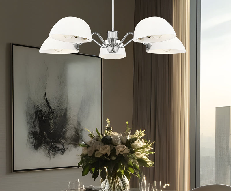 Breton 5 Light 33" Chandelier in Brushed Nickel in a room setting