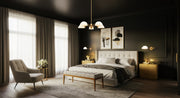 Breton 5 Light 33" Chandelier in Modern Gold in a room setting