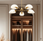 Breton 5 Light 33" Chandelier in Modern Gold in a room setting
