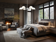 Breton 6 Light 39" Chandelier in Brushed Nickel in a room setting